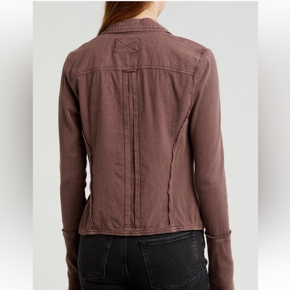 Free People NWT Tiny Button-Up Long Sleeve Collared Ribbed Cotton Top medium - Picture 6 of 16